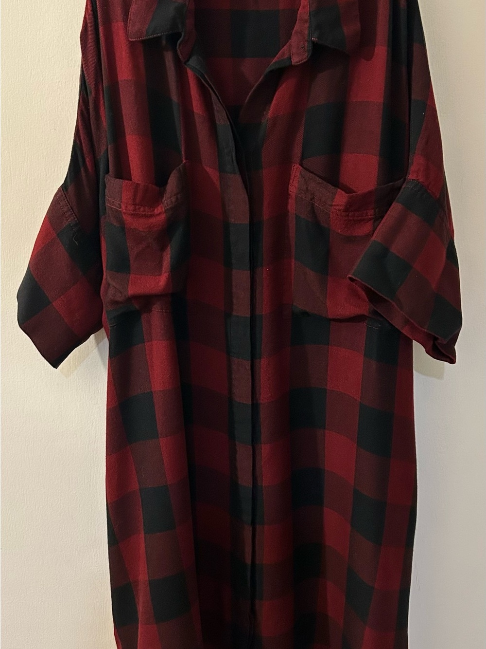 Madewell Red and Black Buffalo Plaid Button-Front Shirtdress